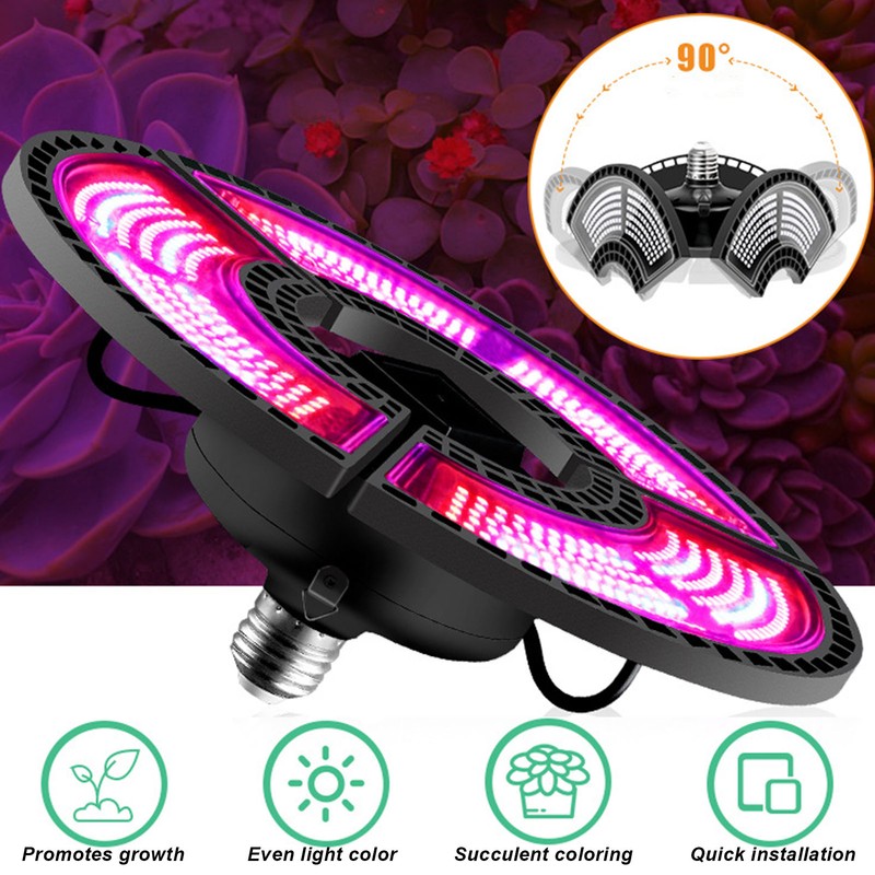 LED Grow Light E27 E26 Lamp Head Folding Waterproof Indoor
