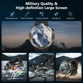 Military Tactical Smart Watches for Men with Compass/Flashlight