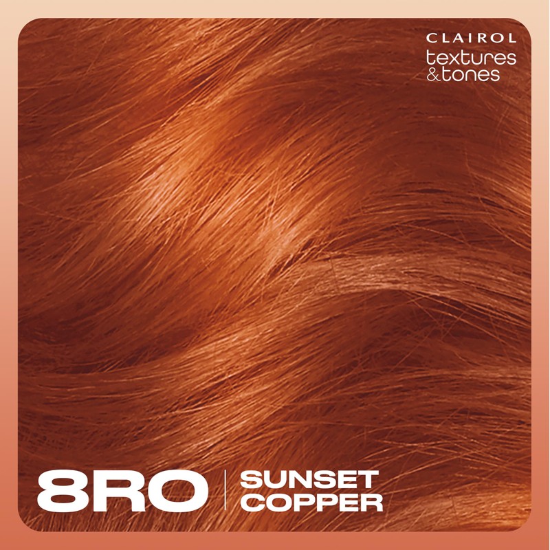 Clairol Textures & Tones Permanent Hair Dye, 8RO Sunset Copper