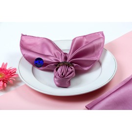 MDS Pack of 50 Satin Napkins 20 x 20 Inch Square Dining Table Napkins Soft Silky Sateen Dinner Cloth Napkin Handkerchief for Wedding Party Banquet Home Restaurant Bistro Decoration - Dusty Pink