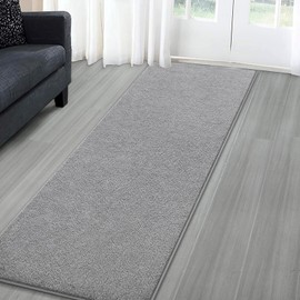 Gifeas Ultra Soft Modern Runner Rugs for Living Room Bedroom, 2x6 Feet Grey Thickened Memory Foam Indoor Solid Minimalist Carpets, Non-Slip Comfy Area Rug for Boys Girls Nursery Room Home Decor