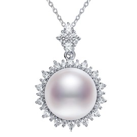Orapearl Freshwater Pearl Pendant Necklace AAAA 10-10.5mm Elegant Jewelry Gift for Wife Mom Girlfriend Her Women with 925 Sterling Silver Chain June Birthstone for Anniversary Birthday Wedding