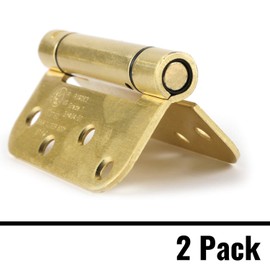 Houseables Self Closing Door Hinges, Mortise Spring Hinge, 5/8" Radius Corner, Brass Finish, 4” x 4”, 2 Pack, 2.7 MM, Automatic Closer, Adjustable, Tension Loaded, Auto Close Pin, Heavy Duty