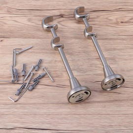 AOKWAWALIY Pack of 2 Metal Brackets Curtains Black Curtain Rod Holder Clothes Rack White Window Hooks White Accessories Robust Curtain Rod Holder Stainless Steel Curtain Frame