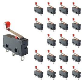 Limit Switch (20 Pack) - Roller Lever Arm Micro Switch with Normally Open & Normally Closed Terminals for Arduino, ESP32, ESP8266, Raspberry Pi