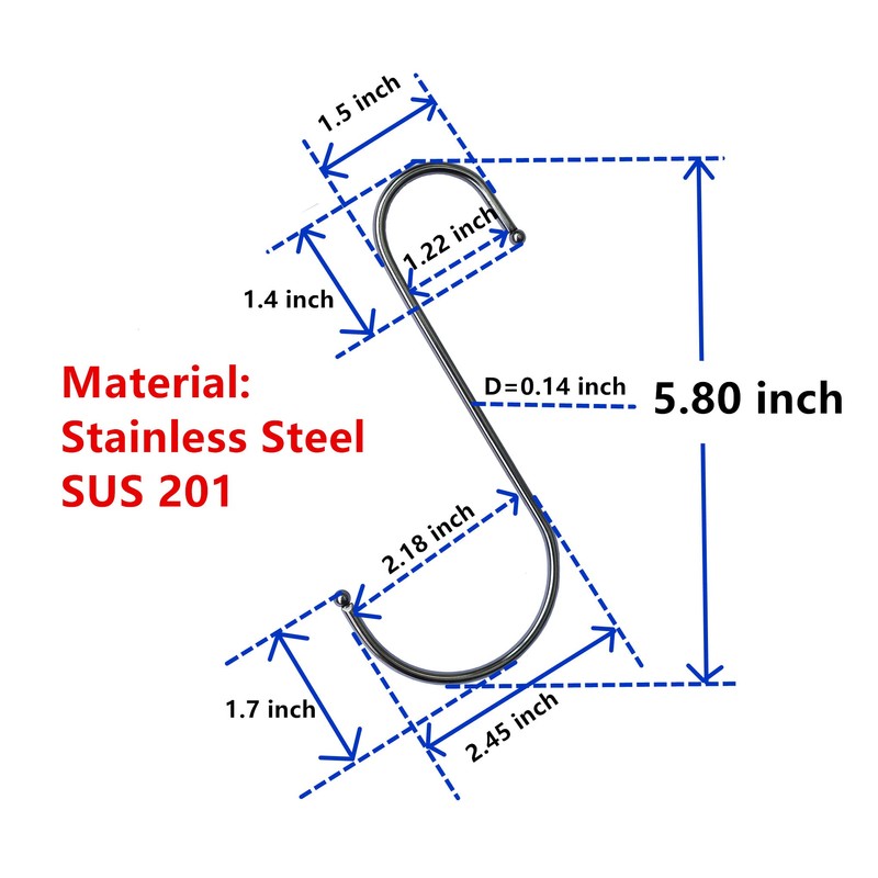 GOTOONE S Hooks Hanging Metal Hook (12 Pack) Stainless Steel