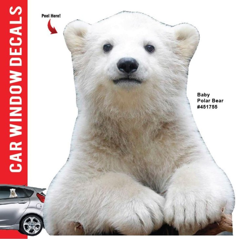 Animal Car Window Decals Funny 3D Weatherproof Decals (Polar Bear)