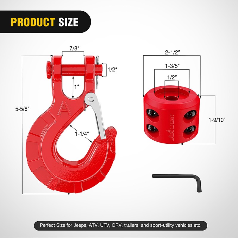 Nilight Forged Steel Winch Hook 3/8" Grade 70 Safety Latch
