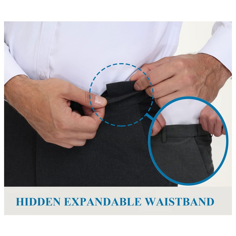 Soojun Men's Modern Fit Expandable Waist Premium Comfort Dress Pant,