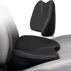 Norhogo Car Seat Cushion, Wedge Seat Cushion, Universal Memory Foam Back Cushion for Cars, Breathable Washable Car Lumbar Cushion for Cars, Vans and Trucks (Black)