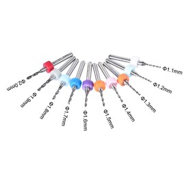 sourcing map PCB Drill Bits 1.1mm-2.0mm Tungsten Carbide Rotary Tool Jewelry CNC Engraving Print Circuit Board Micro Drill Bits 1/8 Inch Shank 1 Set (10 Pcs)