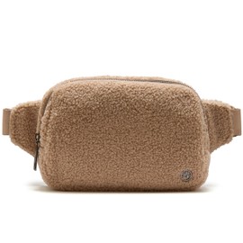Pander Large 2L Fanny Pack Everywhere Fleece Belt Bag for Women and Men with Adjustable Strap Belt. (Tan)