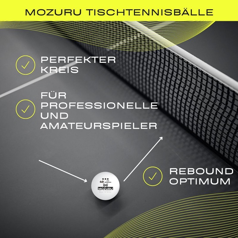 MOZURU - Pack of 6 Professional Table Tennis Balls -