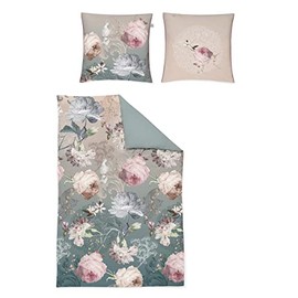 Irisette Mako Satin Bed Linen Set Magic-K 8858 Jade 155 x 220 cm + 1 x Pillowcase 80 x 80 cm