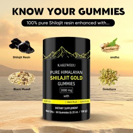 Shilajit Gold Gummies Apto Para Hombres Y Mujeres 60 Gomitas
