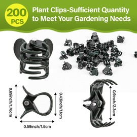 RAINFLOW Orchid Clips for Plants Support - 200 Pcs Plant Clips for Vine Plant Support Shaping Flowers Fixed Small Plastic Flower Gardening Fixing Clip for Orchid Phalaenopsis Peony Tomato(Dark Green)