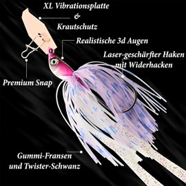 Njord Kalastus Chatterbait 2024 Pack of 4 14 g (2 x UV-Active) Chatterbait Pike Bait Spinner Bait Shatter Bait Chatterbaits Pike Spinner Bait Shatterbait Chatterbait Perch Bait