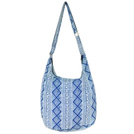 Your Cozy Ihre gemütliche Sling Geldbörse Hippie Taschen für Frauen Umhängetasche Thai Top handgefertigte Umhängetasche mit verstellbarem Riemen Cotton-BlueSky