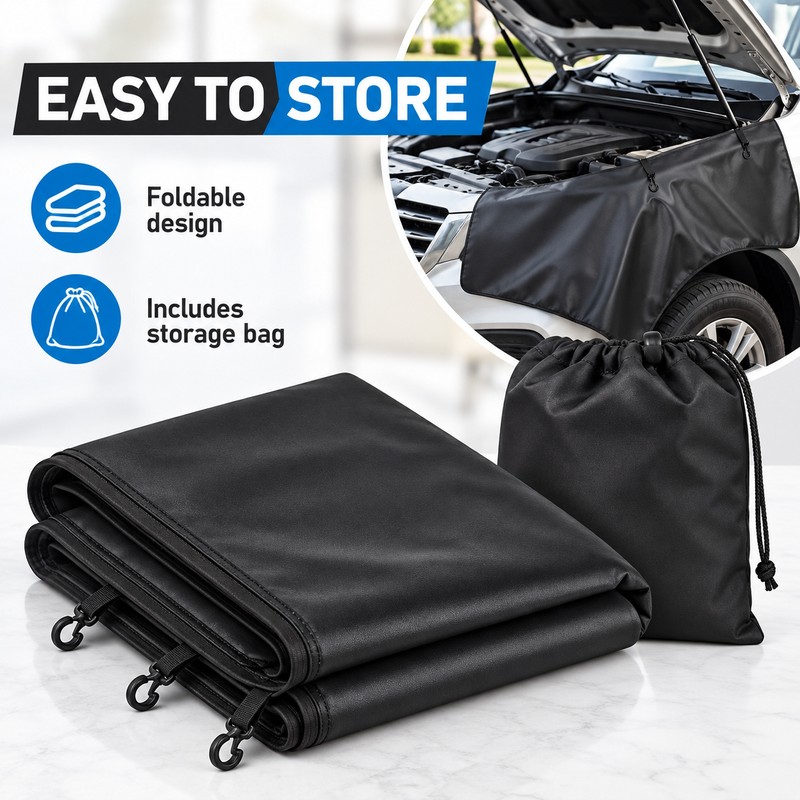 Black Fender Protector Mat with Hooks, 53.5 x 25.6 in,
