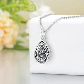 July Birth Flower Urn Necklace for Ashes S925 Sterling Silver Cremation Jewelry for Ashes with w/Funnel Filler Keepsake Memorial Jewelry for Women Girls