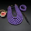 Juego de collar de perlas grandes de imitación para mujer,