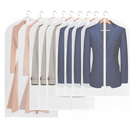 KAMYSEN 9 Pcs Protector de Ropa Colgante, Fundas Ropa Transparente Anti-Polvo y Transpirable, Bolsa de Ropa Colgante Antiestático Cremallera Fundas Para abrigos, trajes, vestidos, vestidos de noche