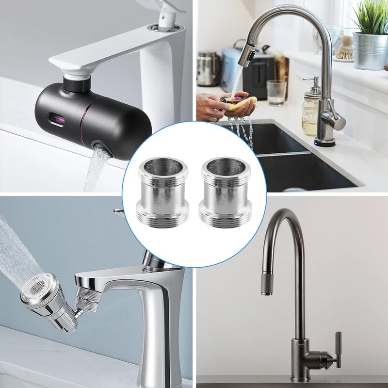 2 pcs Faucet Adapter Kit, Copper M22 to M24 Male