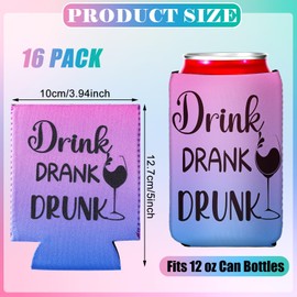 SiliFine 16 Pcs Funny Can Coolers Sleeves 12 oz Beer Can Cover Neoprene Insulated Bottle Soda Cover Coolers Bulk Collapsible Drink Sleeves for Beverages Soda Wedding Summer Events Party Favors