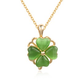 Spinning Lucky Four Leaf Clover Necklace Jade Necklace Gold Necklaces for Women Handmade Necklaces Pendant Necklace
