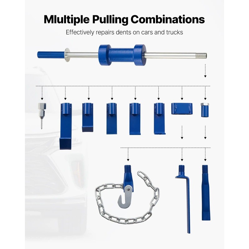 14 In 1 Slide Hammer Dent Puller Kit 13 Lbs