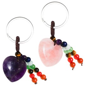 NIDHFG 2 Heart-Shaped Keychain, Therapeutic Crystal Gemstone, Fashionable Crystal Stone Pendant Keychain, Beautiful Bag Ornament, Novel Gift Ornament.