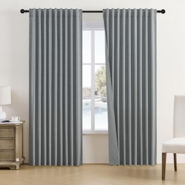 DUALIFE - Cortinas 100 opacas de lino texturizado de 84 pulgadas de longitud para recámara o sala de estar, cortinas de tratamiento de ventana de