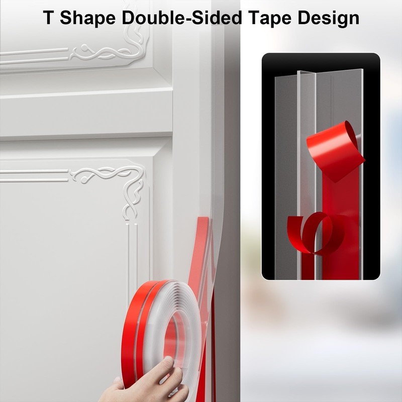 Elvone T-Shaped Door Draft Stopper, 1.97 in x 40 Ft