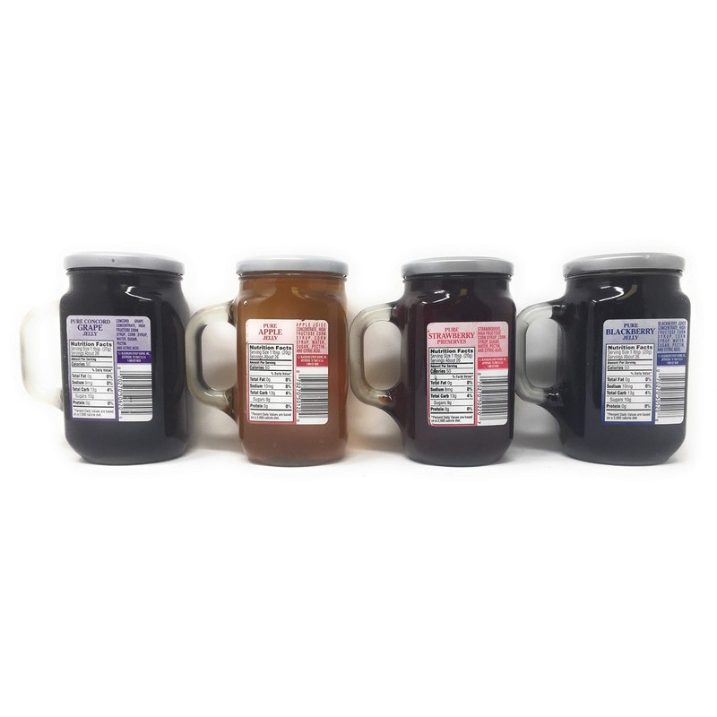 Blackburns Assorted Jellies, 4pk of 18 oz Glass Mugs with