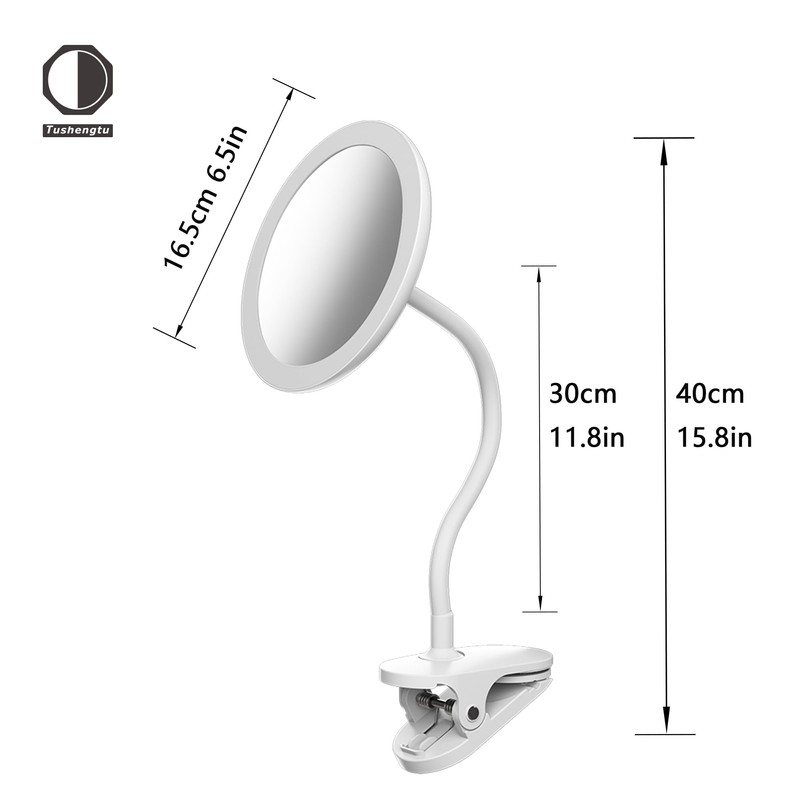 10X Magnifying Clip on Makeup Mirror Gooseneck, 6.5" Vanity Mirror