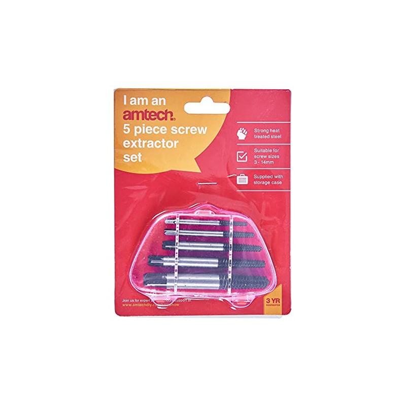 Amtech S0900 5 Piece Screw Extractor Set
