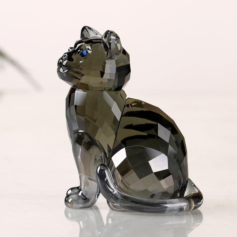 Crystal Cat Realistic Animal Kitten Art Figure Collection Table Decoration