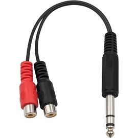 Poyiccot RCA to 1/4 Adapter, RCA Female to 1/4 '' Splitter Cable, 6.35mm 1/4 inch TRS Stereo Jack Male to 2 RCA Female Plug Y Splitter Adapter Cable, 6.35mm to RCA Cable 20cm/8inch (6.35M-2RCAFM）