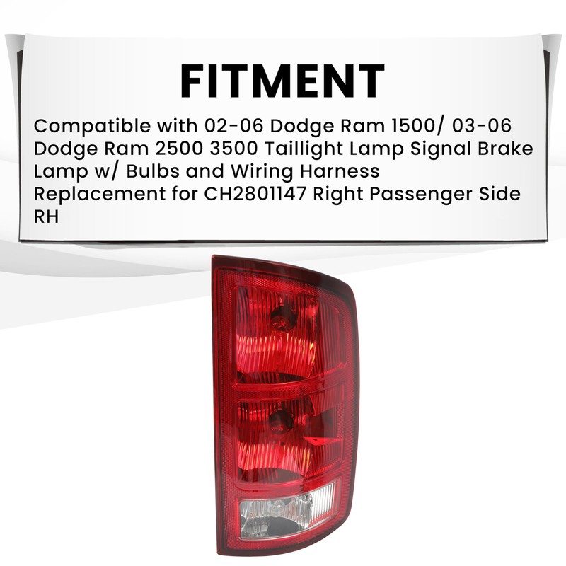 HECASA Tail Light Compatible with 02-06 Dodge Ram 1500/03-06 Dodge