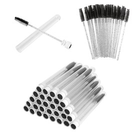 WOKICOR Pack of 30 Eyelash Brush Tube, Mascara Wands, Eyelash Brush, Eyelash Brushes, Black Crystal Brushes with Case for Eyelash Extension, for Eyelashes and Eyebrows on the Go