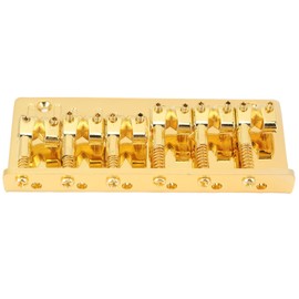 6 String Zinc Alloy Bass Bridge Adjustable Multifunctional Vintage Electric Bass Bridge Replacement Parts (Gold)