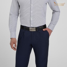 JASGOOD Men Leather Ratchet Sliding Suit Belt with Automatic Buckle 3.5cm Wide，Black