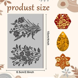 CHGCRAFT Flowers Bunch Clay Texture Mat Silhouette Mat Pattern Embroidery Pattern Clay for Making Earrings Jewelry Stamp Engraving Machines DIY Crafts, Flowers Bunch, 3.94x 2.56x 0.12inch