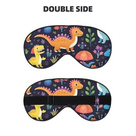 Sleep Eye Mask Cute Dinosaur Jungle Floral Sleep Mask for Women Men Comfortable Eye Mask with Adjustable Strap Soft Eye Cover Blindfold for Travel Yoga Nap Shift Work