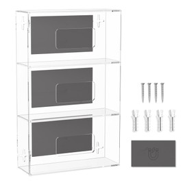 Acrylic Magnetic Glove Box Holder Wall Mount, Triple Tier Gloves Dispenser