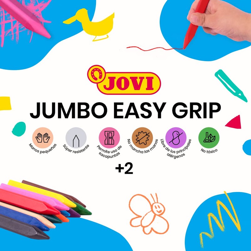 Jovi – triwax Triangle Crayons, Wax Crayons 12 x, Dark
