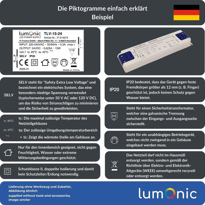 Lumonic I LED Transformer TLV-60-12 I 12V 60W I Input