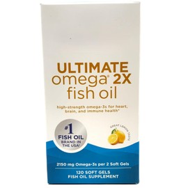 Ultimate Omega 2X - 2150mg Omega-3, Non-GMO, Gluten-Free, Lemon Taste, 120 Softgels