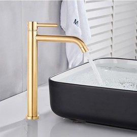 MGAYTYOAG Tall Basin Sink Faucet Slim Black Chrome Bathroom Washbasin Water Mixer Tap Hot Cold Water Basin Crane Deck Mounted Bathroom Tap