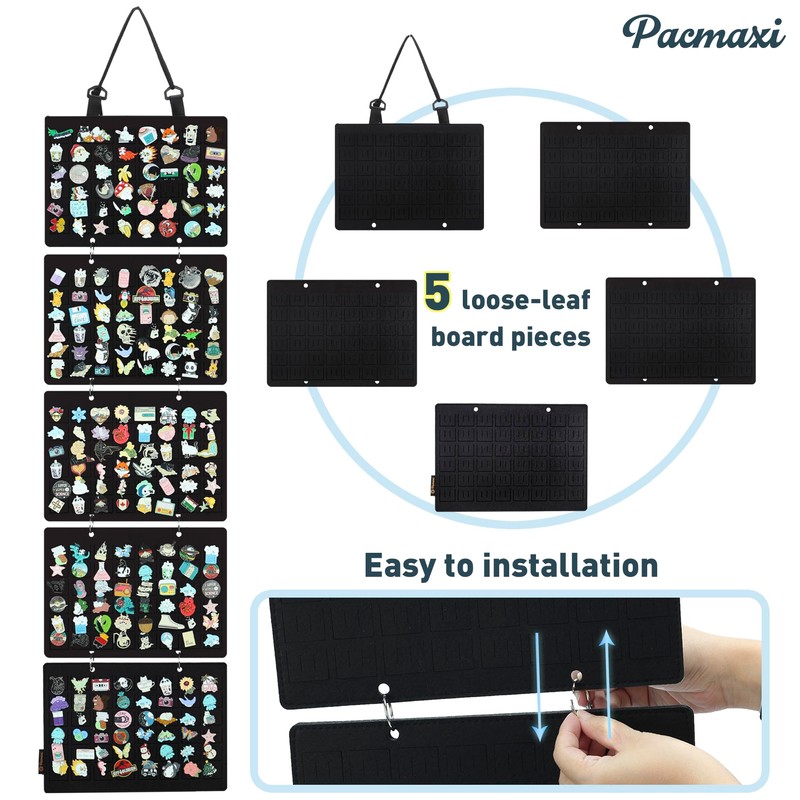 Hanging Enamel Lapel Pin Display Panels Organizer With 5 Loose-leaf